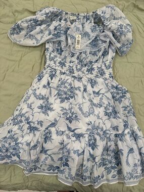 Max Studio Blue Floral Off-Shoulder Summer Dress